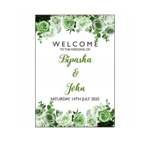 Green Botanical Rose – A1 Mounted Welcome Poster-0