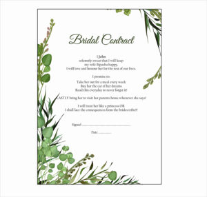 Green Leaf – A1 Bridal Contract – Funny Agreement for Husband/Wife-0