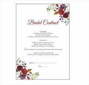 Maroon Floral Wreath – A1 Bridal Contract – Funny Agreement for Husband/Wife-0