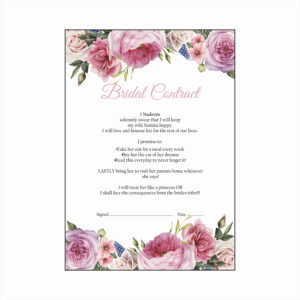 Blush Rose – A1 Bridal Contract – Funny Agreement for Husband/Wife-8116