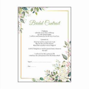 Pretty Pink Rosebud – A1 Bridal Contract – Funny Agreement for Husband/Wife-8168