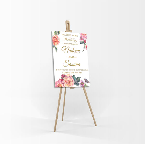 Orange Floral – A1 Mounted Welcome Poster-8486