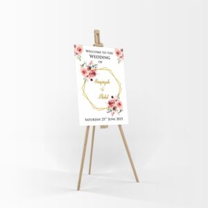 Peach & Gold Floral – A1 Mounted Welcome Poster-8494
