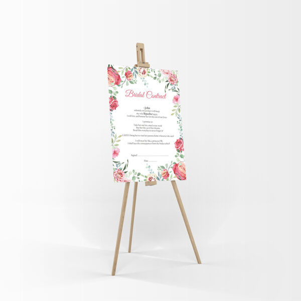 Pink Floral – A1 Bridal Contract – Funny Agreement for Husband/Wife-8810