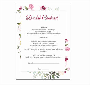 Purple Green Floral – A1 Bridal Contract – Funny Agreement for Husband/Wife-0