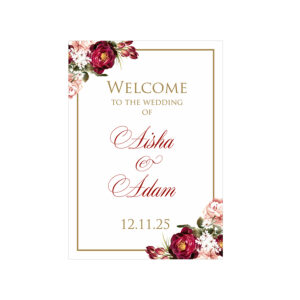 Red & Gold Floral – A1 Mounted Welcome Poster-0