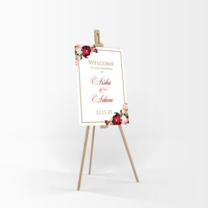 Red & Gold Floral – A1 Mounted Welcome Poster-8542