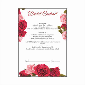 Red Rose – A1 Bridal Contract – Funny Agreement for Husband/Wife-0
