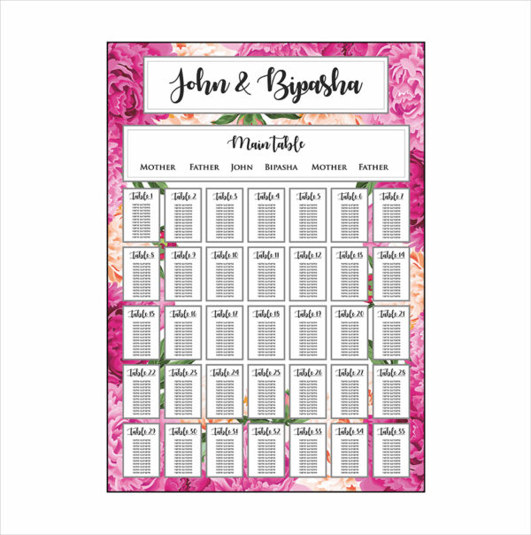 Vibrant Pink Orange – A1 Table Plan-0