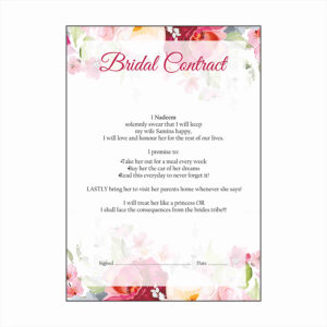 Watercolour Floral – A1 Bridal Contract – Funny Agreement for Husband/Wife-0