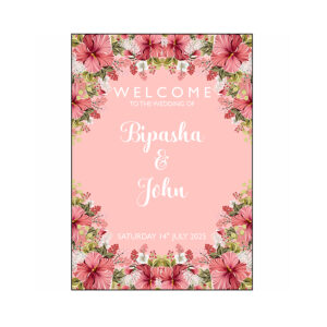 White Pink Floral – A1 Mounted Welcome Poster-8566