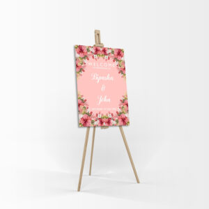 White Pink Floral – A1 Mounted Welcome Poster-0