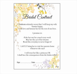 Yellow Floral – A1 Bridal Contract – Funny Agreement for Husband/Wife-0