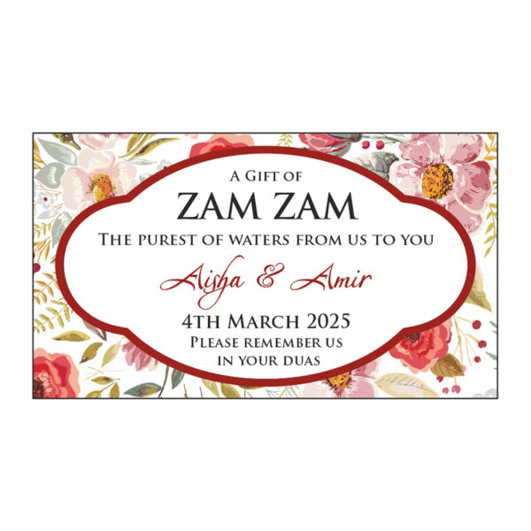 Floral Personalised Zam Zam Bottle Stickers 104-0