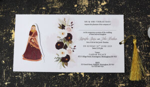 ABC 1192 Sliding Bride & Groom Maroon Floral Invitation-8851