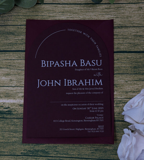 Maroon Arch Simple A5 Invitation ABC 1202-8901