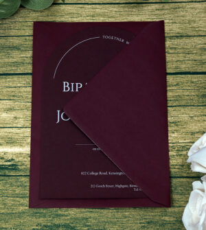 Maroon Arch Simple A5 Invitation ABC 1202-8903