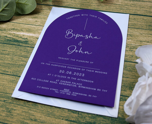 Purple Arch Simple A5 Invitation ABC 1203-0