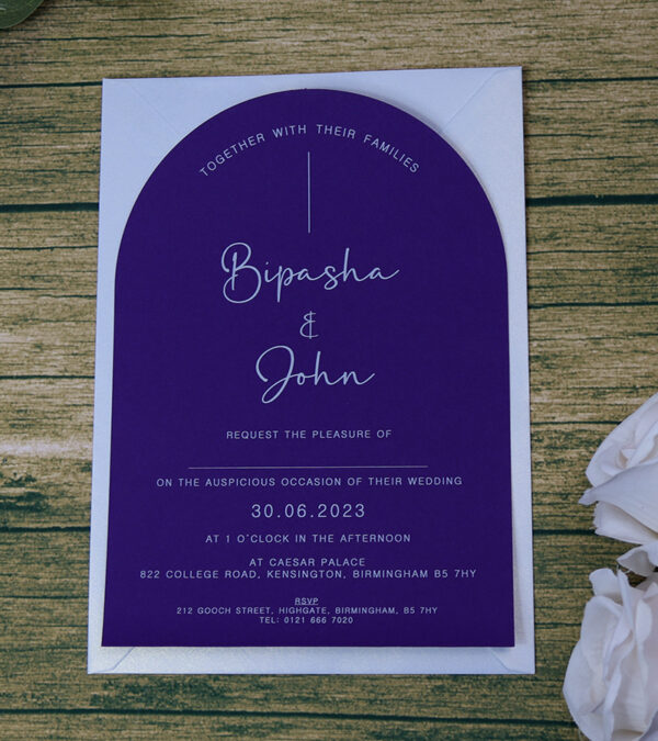 Purple Arch Simple A5 Invitation ABC 1203-8913