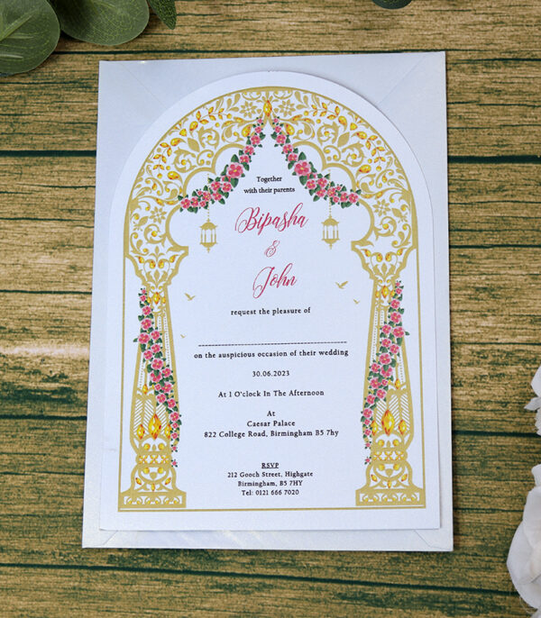 White Arch Simple A5 Invitation ABC 1204-0