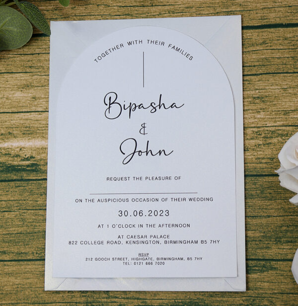 White Arch Simple A5 Invitation ABC 1205-0