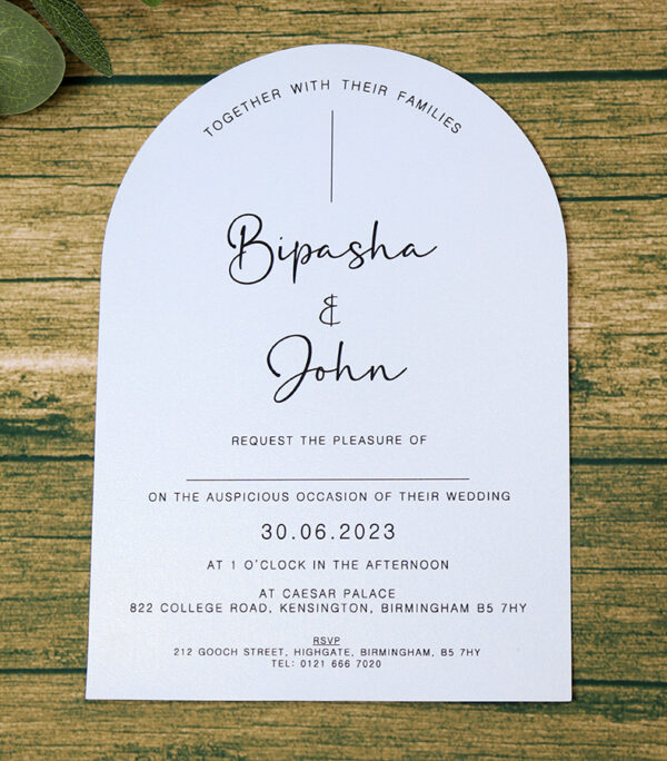 White Arch Simple A5 Invitation ABC 1205-8931