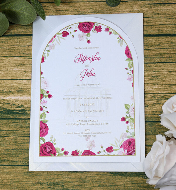 White Arch Floral A5 Invitation ABC 1206-0