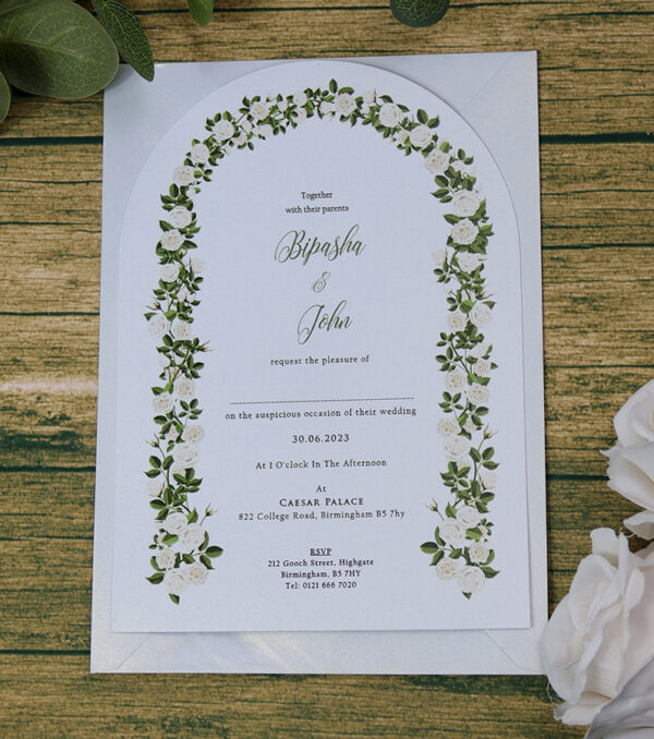 White Arch Floral A5 Invitation ABC 1207-0