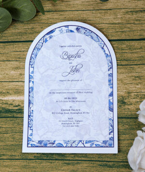 White Arch Blue Floral A5 Invitation ABC 1208-8953
