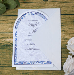 White Arch Blue Floral A5 Invitation ABC 1208-8955