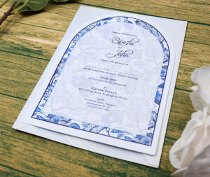 White Arch Blue Floral A5 Invitation ABC 1208-8956