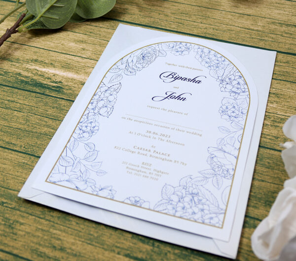 White Arch Blue Floral A5 Invitation ABC 1209-8961