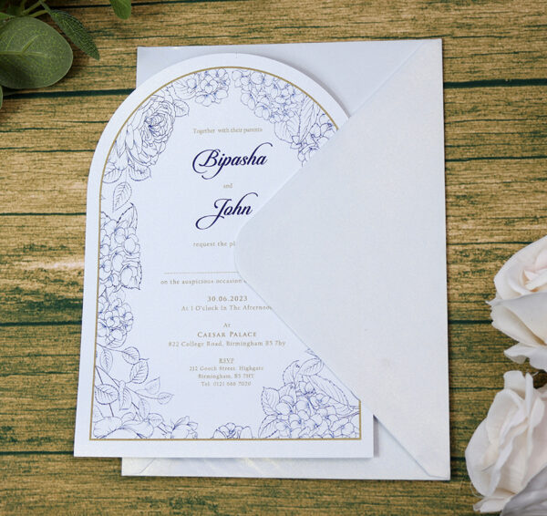 White Arch Blue Floral A5 Invitation ABC 1209-8962