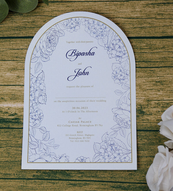 White Arch Blue Floral A5 Invitation ABC 1209-8964