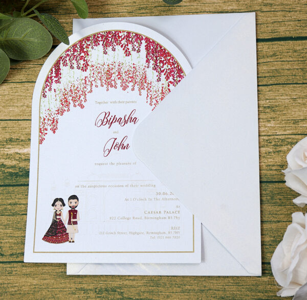 White Arch Red Floral A5 Invitation ABC 1212-8986