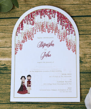 White Arch Red Floral A5 Invitation ABC 1212-8988