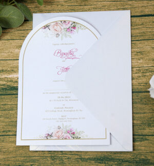 White Arch Pink Floral A5 Invitation ABC 1214-9004