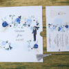ABC 1193 Sliding Bride & Groom Blue Floral Invitation-0
