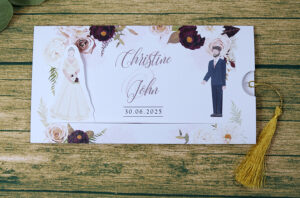 ABC 1194 Sliding Bride & Groom Maroon Floral Invitation-8888